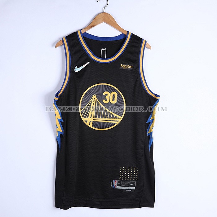 Maillot Golden State Warriors Stephen Curry NO 30 Ville 2021-22 Noir
